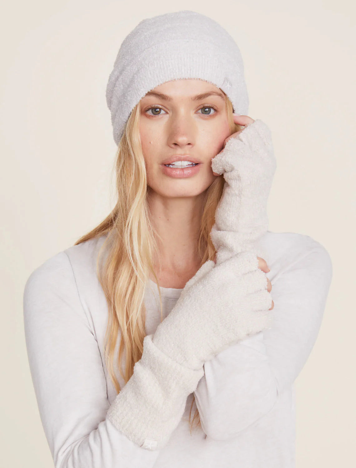 Barefoot Dreams CozyChic Lite® Fingerless Gloves in stone 