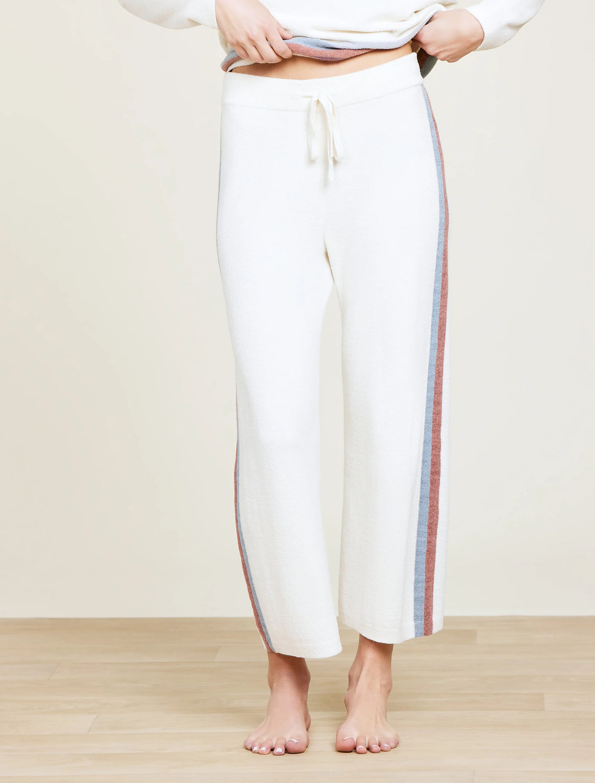 Barefoot Dreams CozyChic Ultra Lite® Multi Stripe Wide Leg Pant in white multi-front