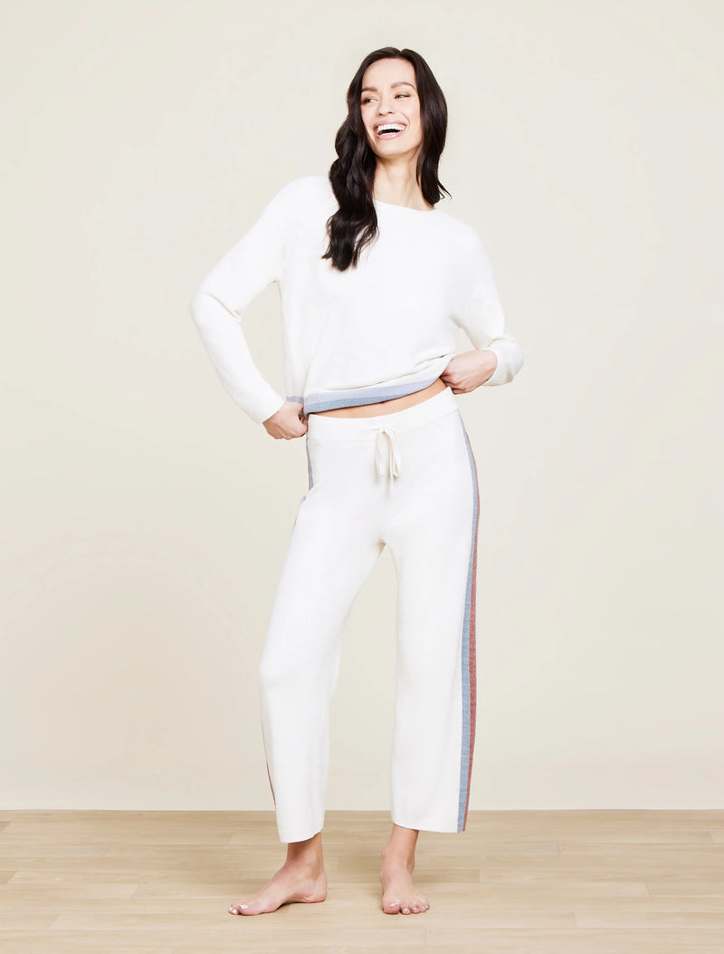 Barefoot Dreams CozyChic Ultra Lite® Multi Stripe Wide Leg Pant in white multi-front