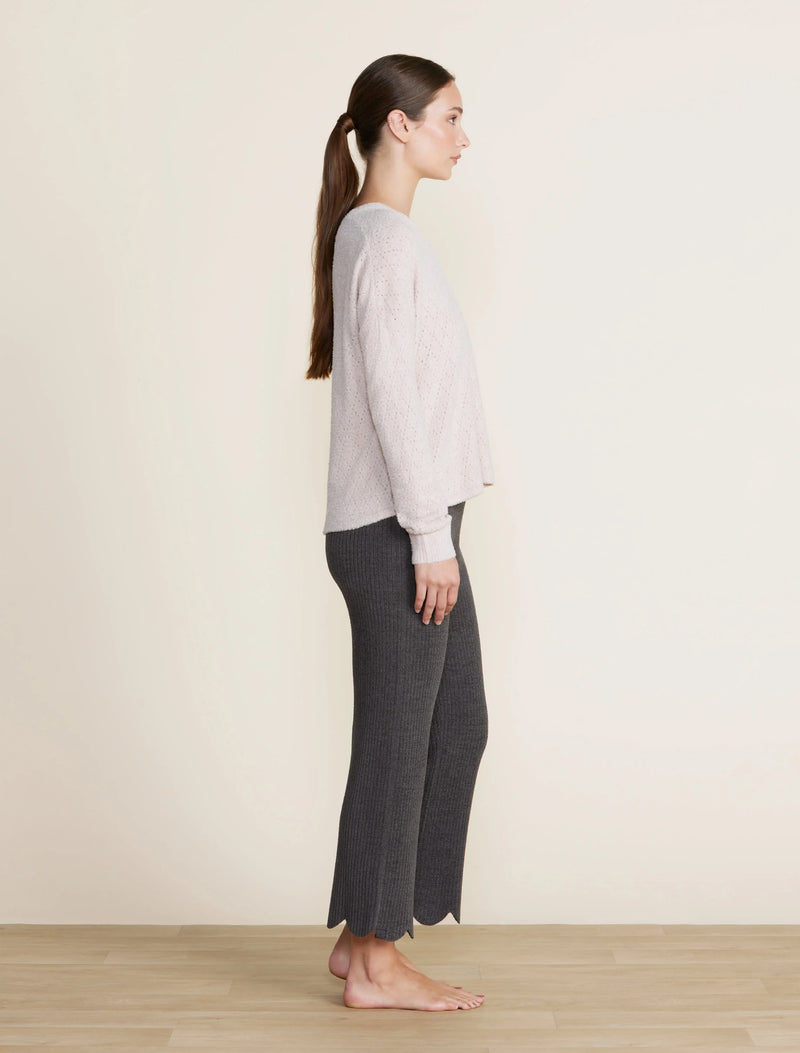 barefoot dream cozychic lite diamond pointelle pullover in chai - side view