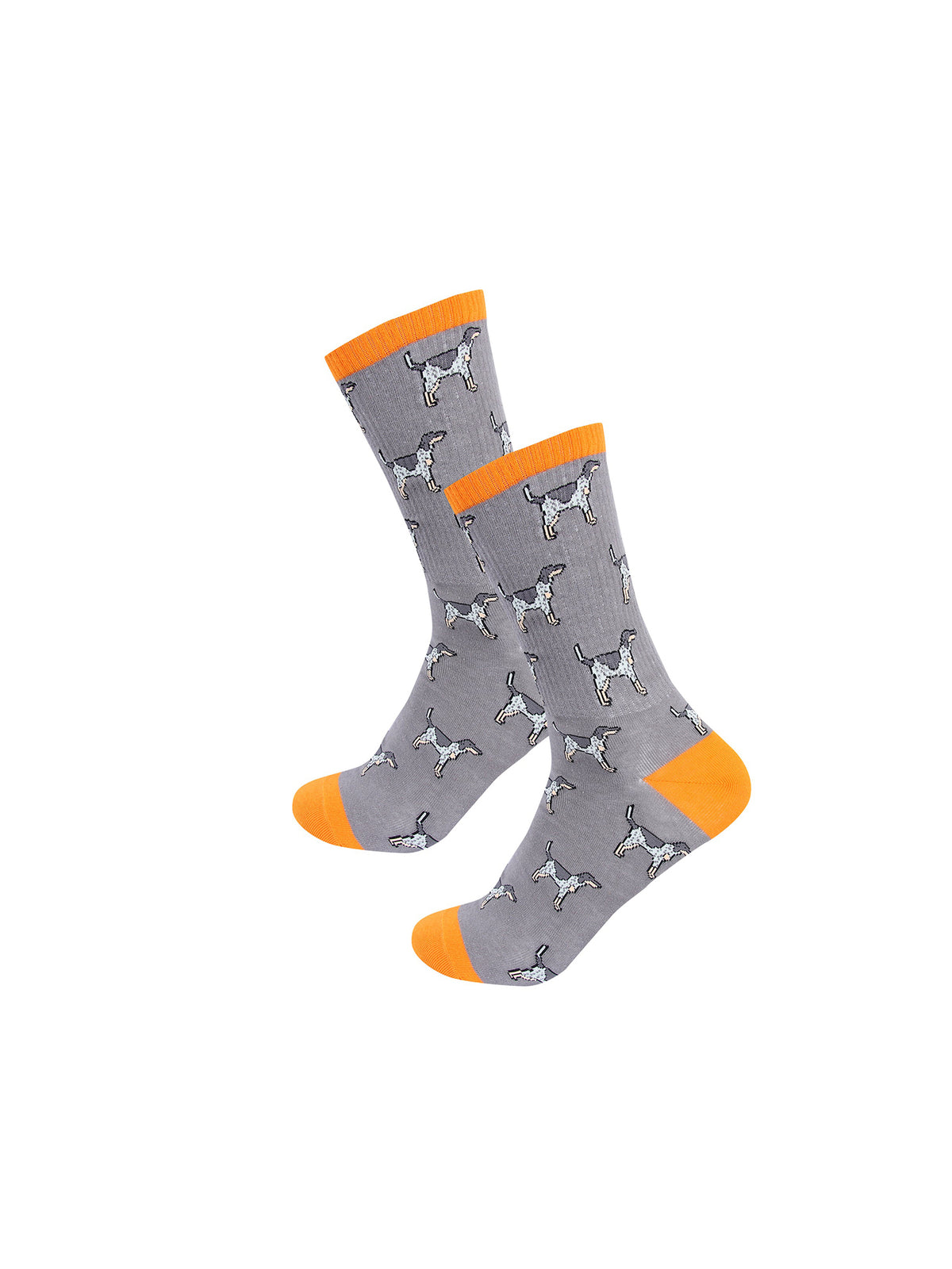 Barrel Down South Bluetick Coonhound Grey & Orange Ribbed Crew Socks Tennessee