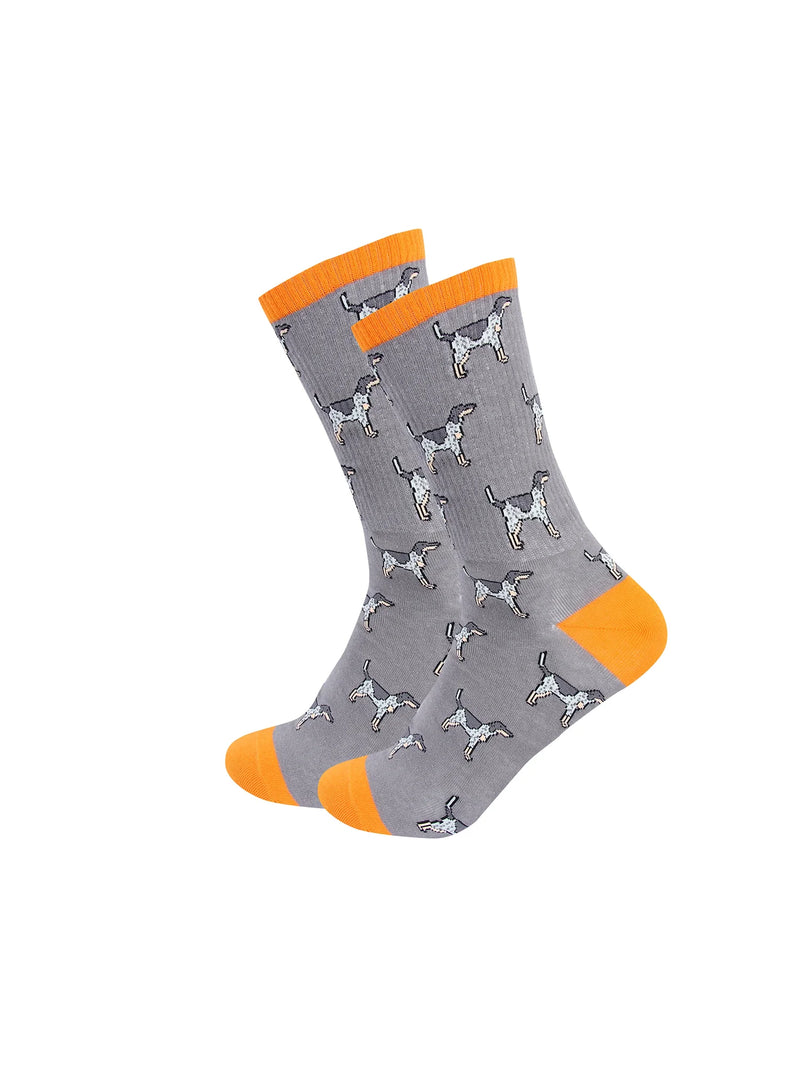 Barrel Down South Bluetick Coonhound Grey & Orange Ribbed Crew Socks Tennessee