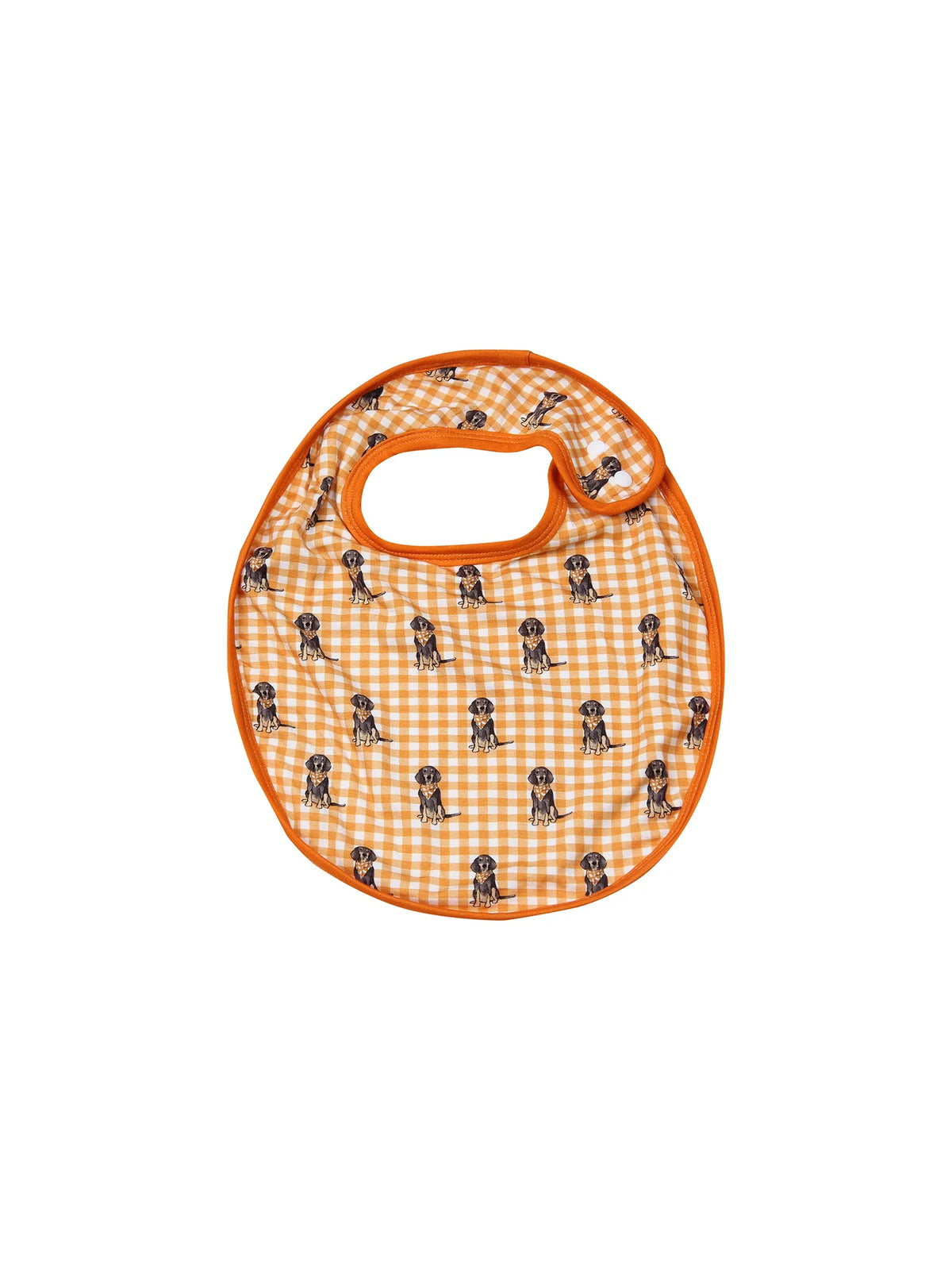 Barrel Down South Bluetick Coonhound Orange & White Gingham Stripe Bib for Babies TN Vols