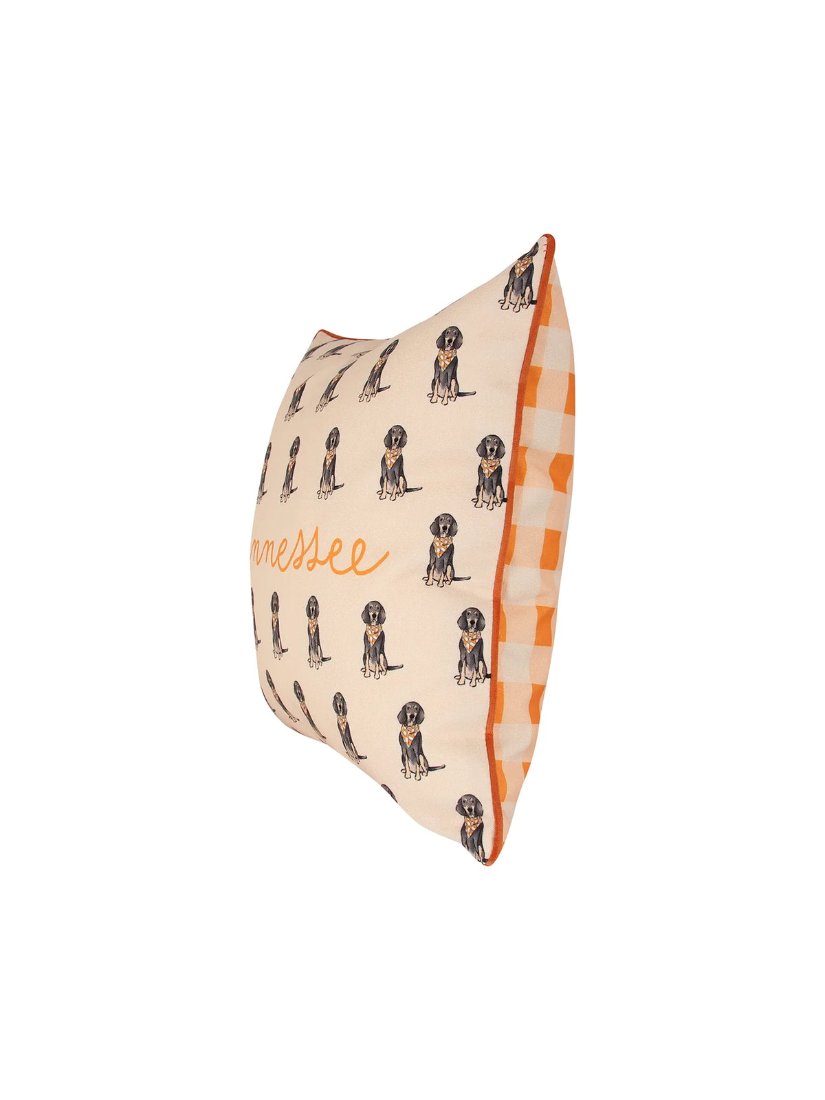 Barrel Down South Bluetick Coonhound Tennessee Gingham Pillow TN Vols Football