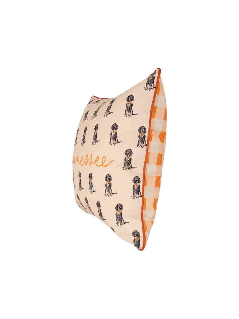 Barrel Down South Bluetick Coonhound Tennessee Gingham Pillow TN Vols Football