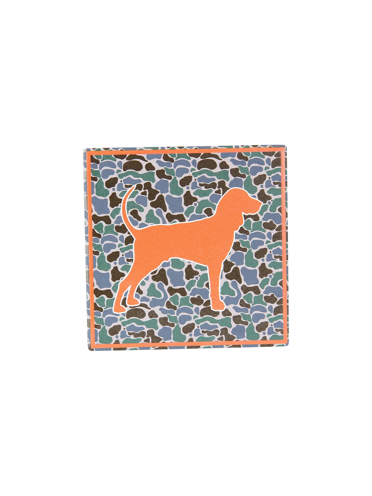 Barrel Down South Camo Bluetick Coonhound Ceramic Coaster Tennessee