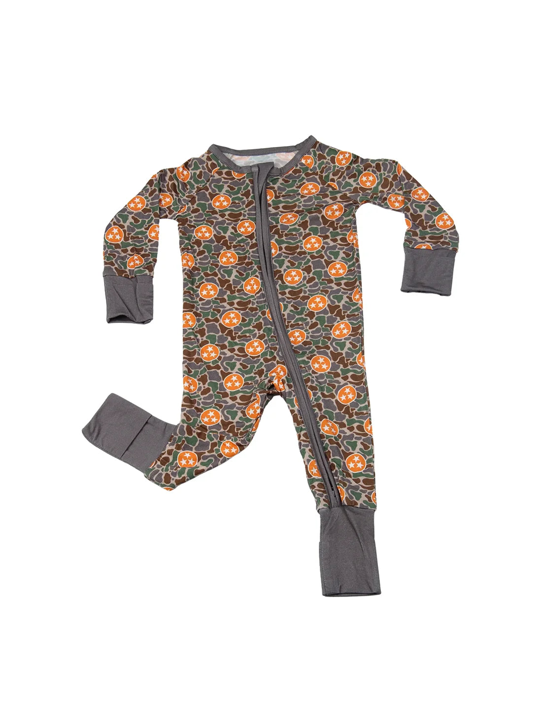 Barrel Down South Baby & Toddler Camo Tennessee Tri-Star Onesie Zipper Pajamas