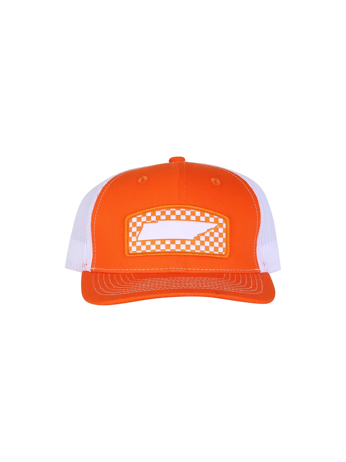 Barrel Down South Checkerboard Tennessee State Shape Patch Hat Orange & White Tennessee Volunteers Game Day