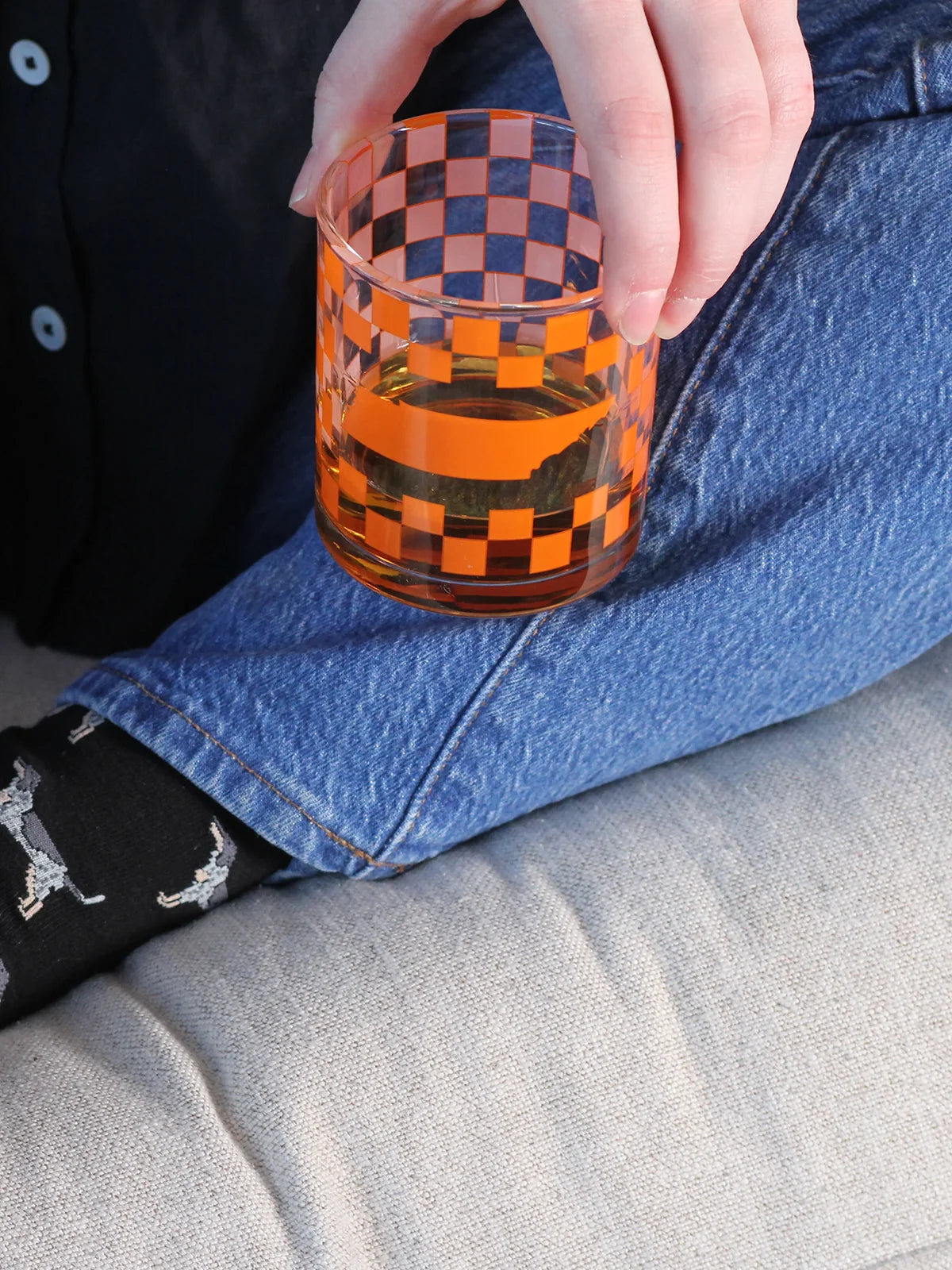 Barrel Down South Tennessee Checkerboard Rocks Whiskey Glass