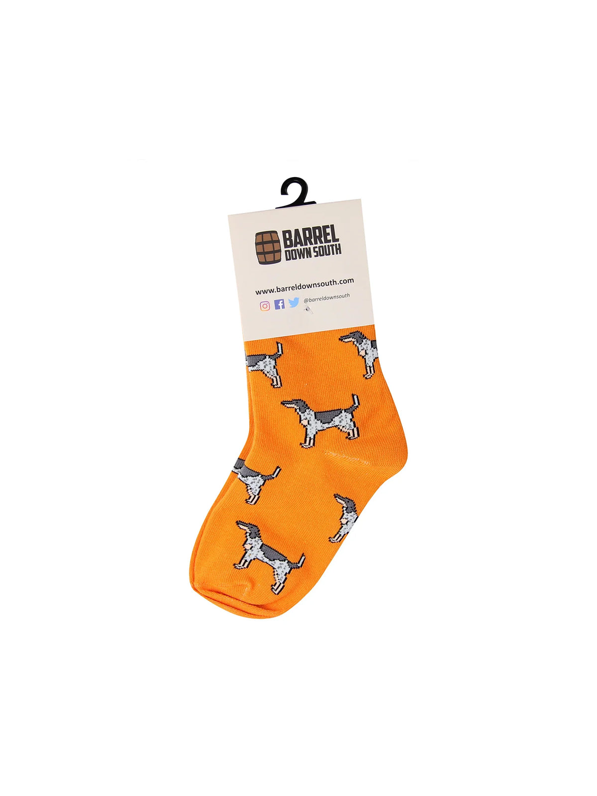 Barrel Down South Kids Tennessee Smokey Dog Coonhound Orange Crew Socks