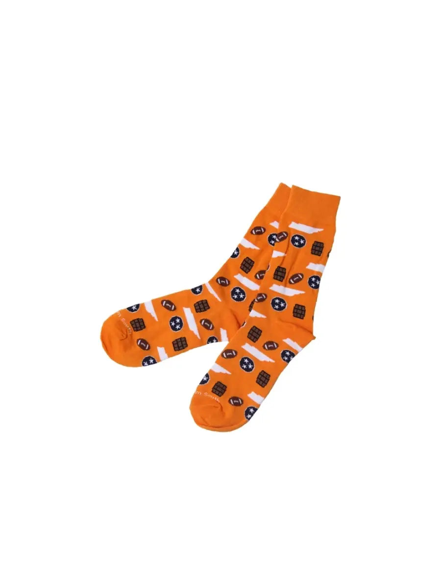 Barrel Down South Men's Tennessee Traditions Orange Crew Socks for Tennessee Vols Game Day