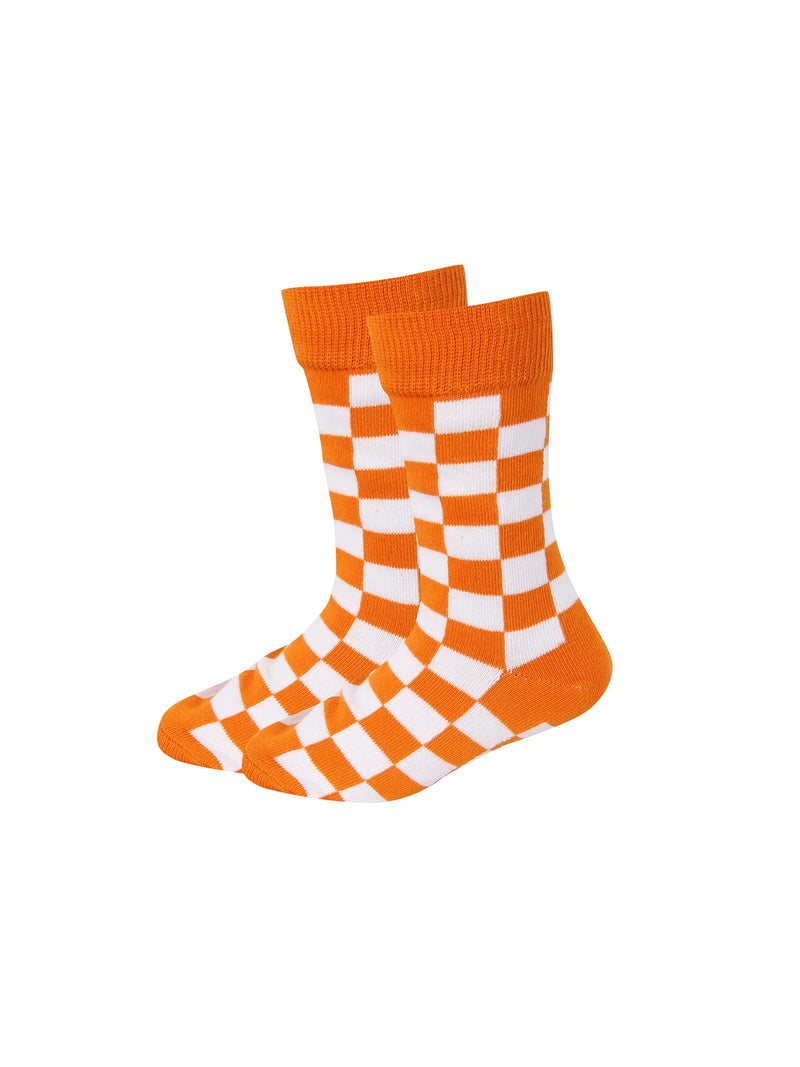 Barrel Down South Kids Tennessee Checkered Orange & White Crew Socks