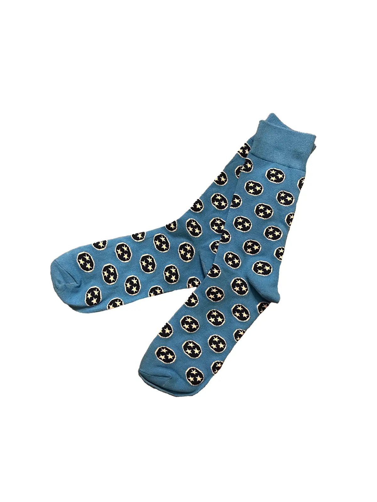 Barrel Down South Men's Tennessee Tri-Star Blue and Navy Blue Crew Socks for Tennessee Vols Game Day