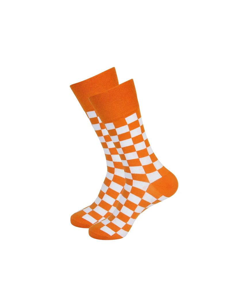 Barrel Down South Tennessee Orange and White Checkered Crew Socks for Tennessee Vols Game Day