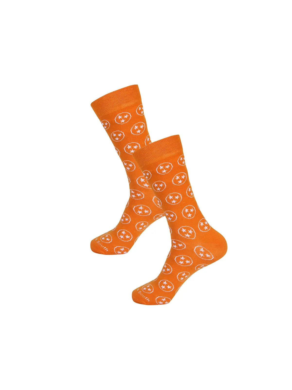 Barrel Down South Men's Tennessee Tri-Star Orange and White Crew Socks for Tennessee Vols Game Day