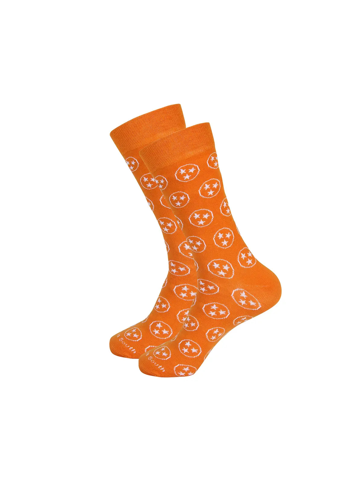 Barrel Down South Men's Tennessee Tri-Star Orange and White Crew Socks for Tennessee Vols Game Day