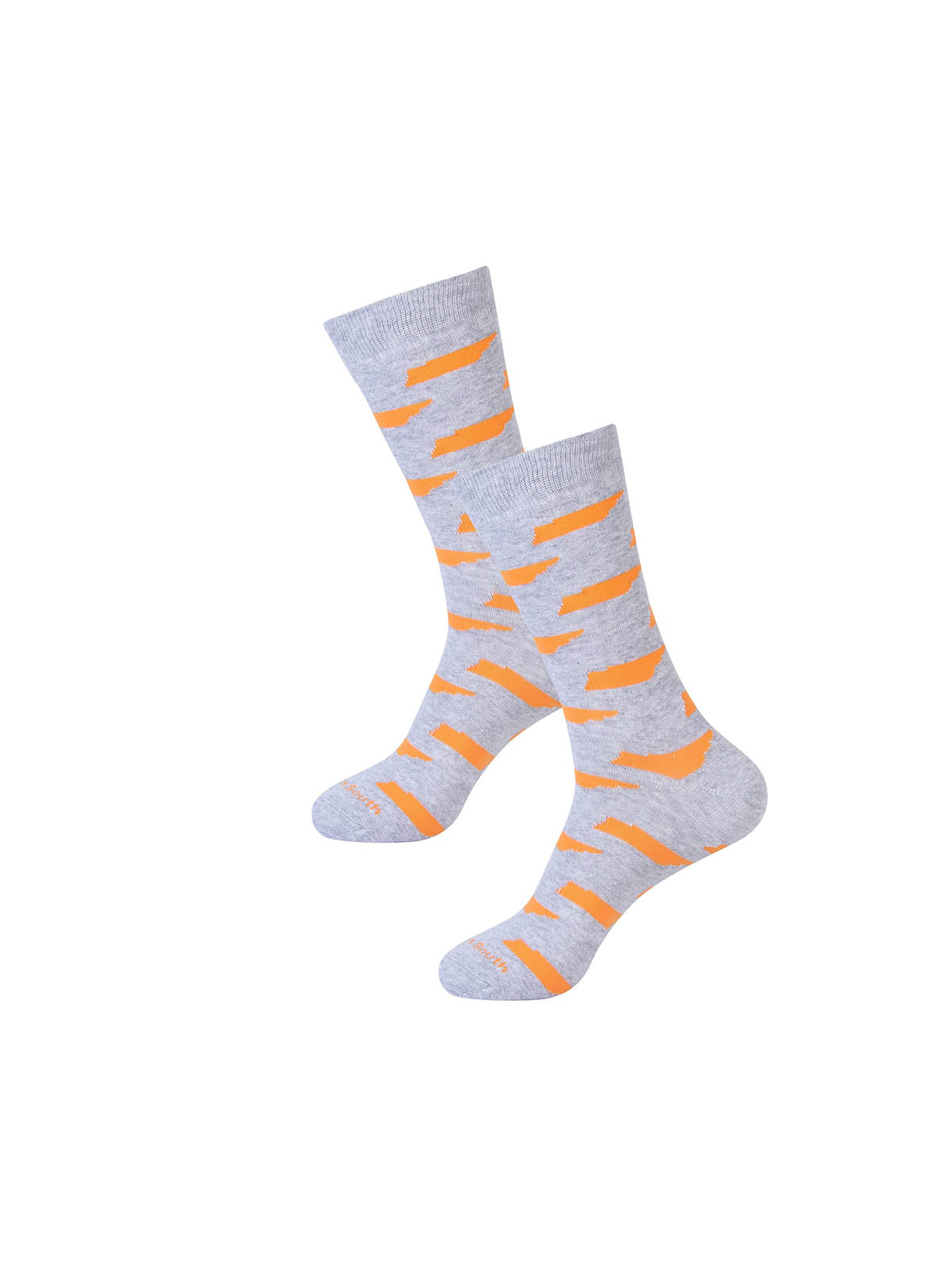 Barrel Down South Tennessee State Shape Grey & Orange Crew Socks