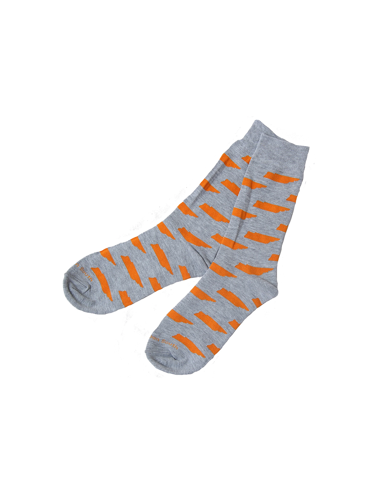 Barrel Down South Tennessee State Shape Grey and Orange Crew Socks for Tennessee Vols Game Day