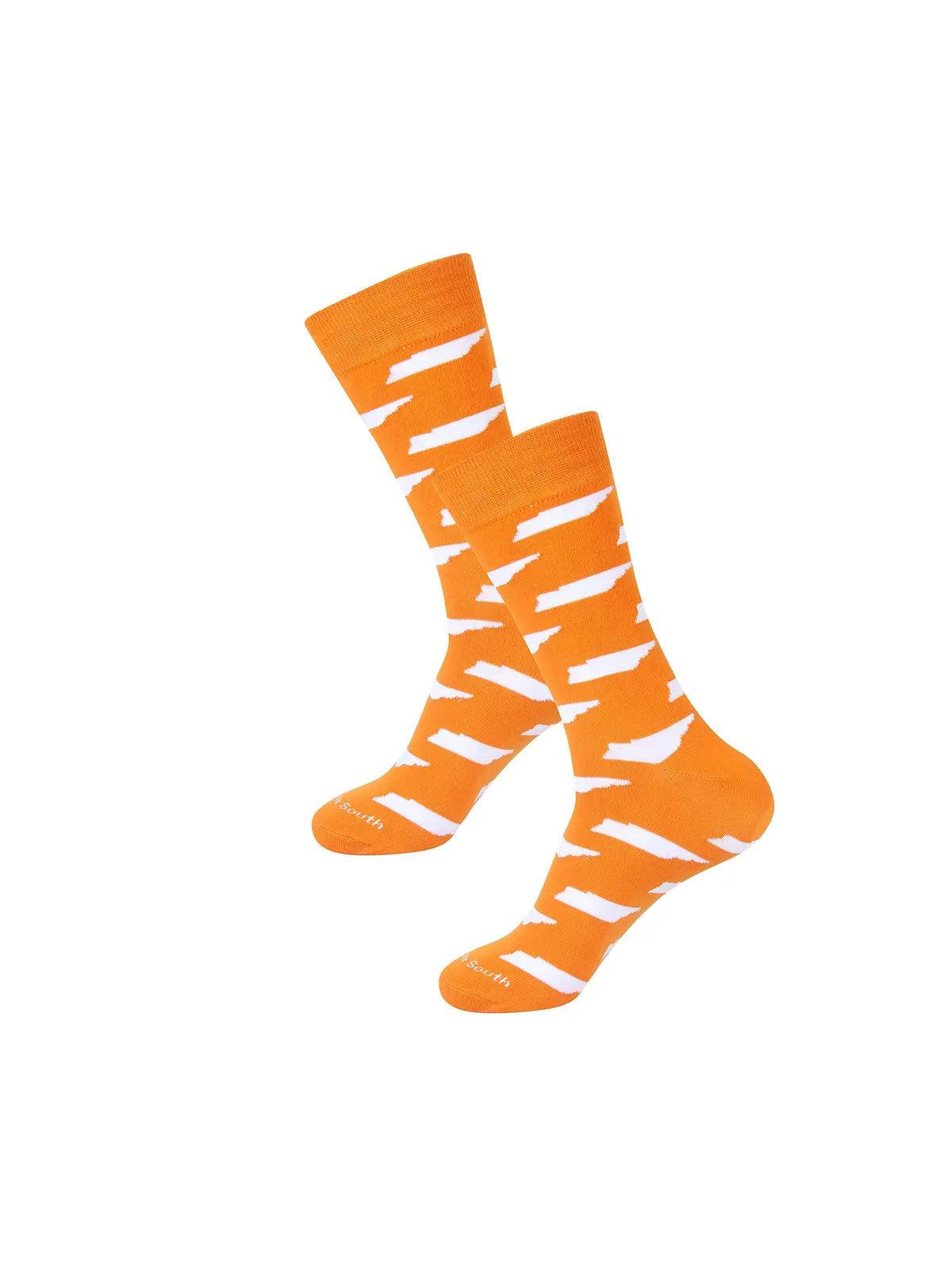 Barrel Down South Men's Tennessee State Shape Orange and White Crew Socks for Tennessee Vols Game Day