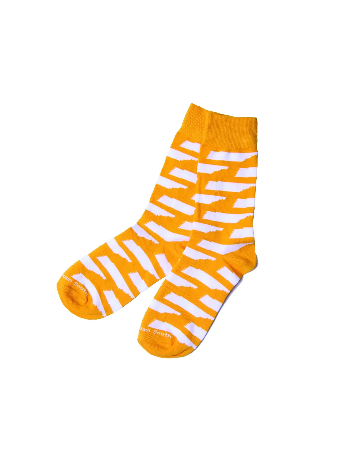 Barrel Down South Men's Tennessee State Shape Orange and White Crew Socks for Tennessee Vols Game Day