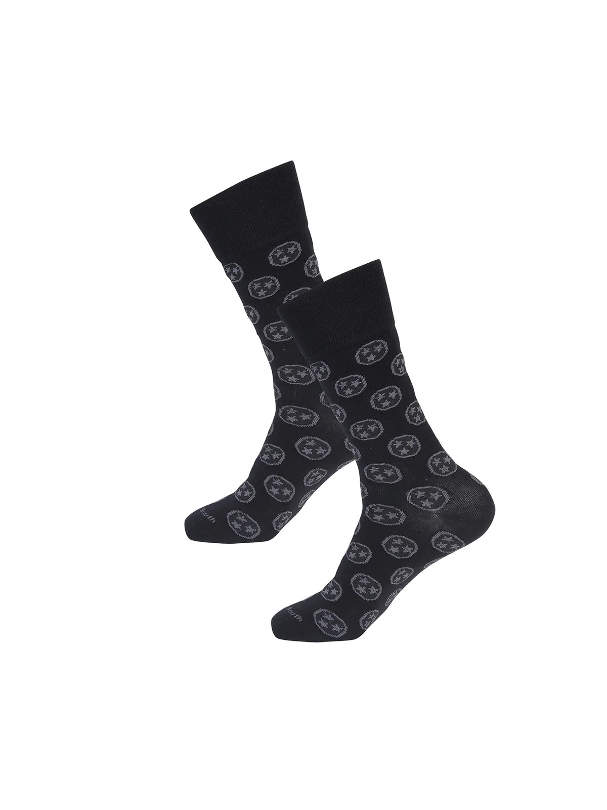 Barrel Down South Tennessee Tri-Star Black & Grey Crew Socks