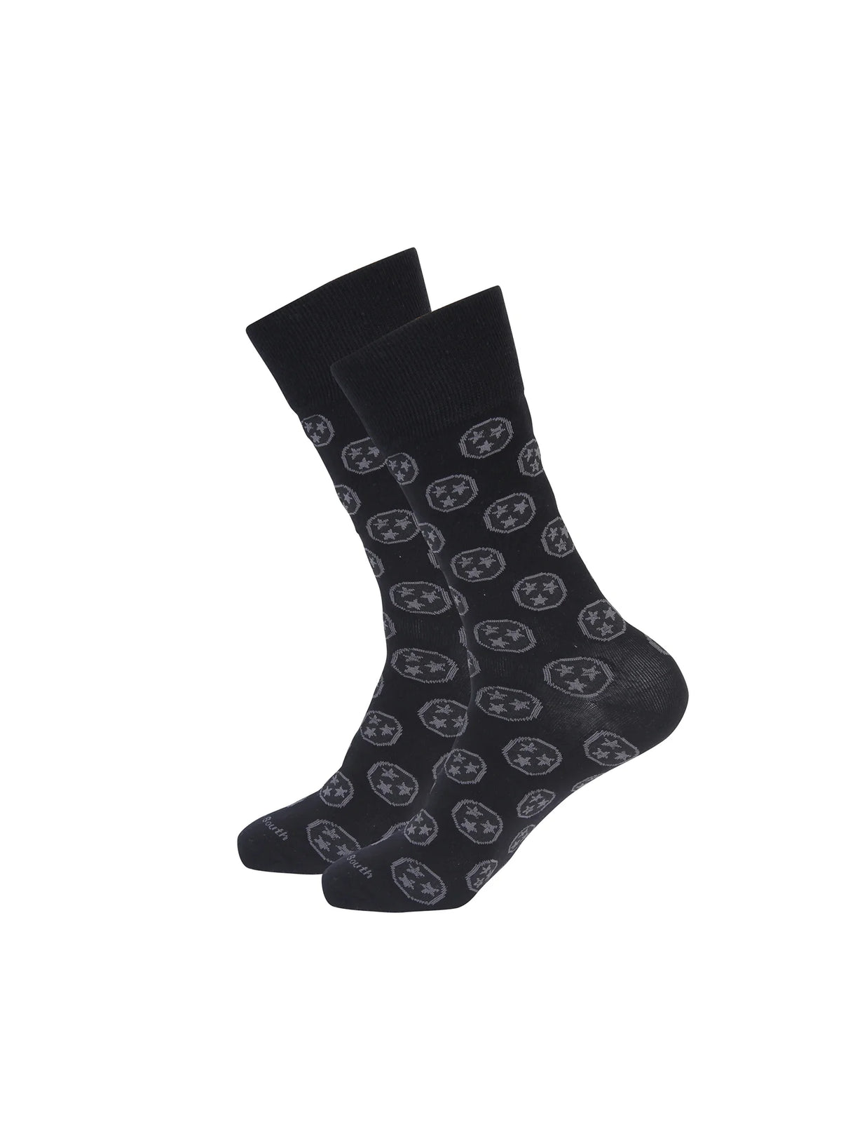 Barrel Down South Tennessee Tri-Star Black & Grey Crew Socks