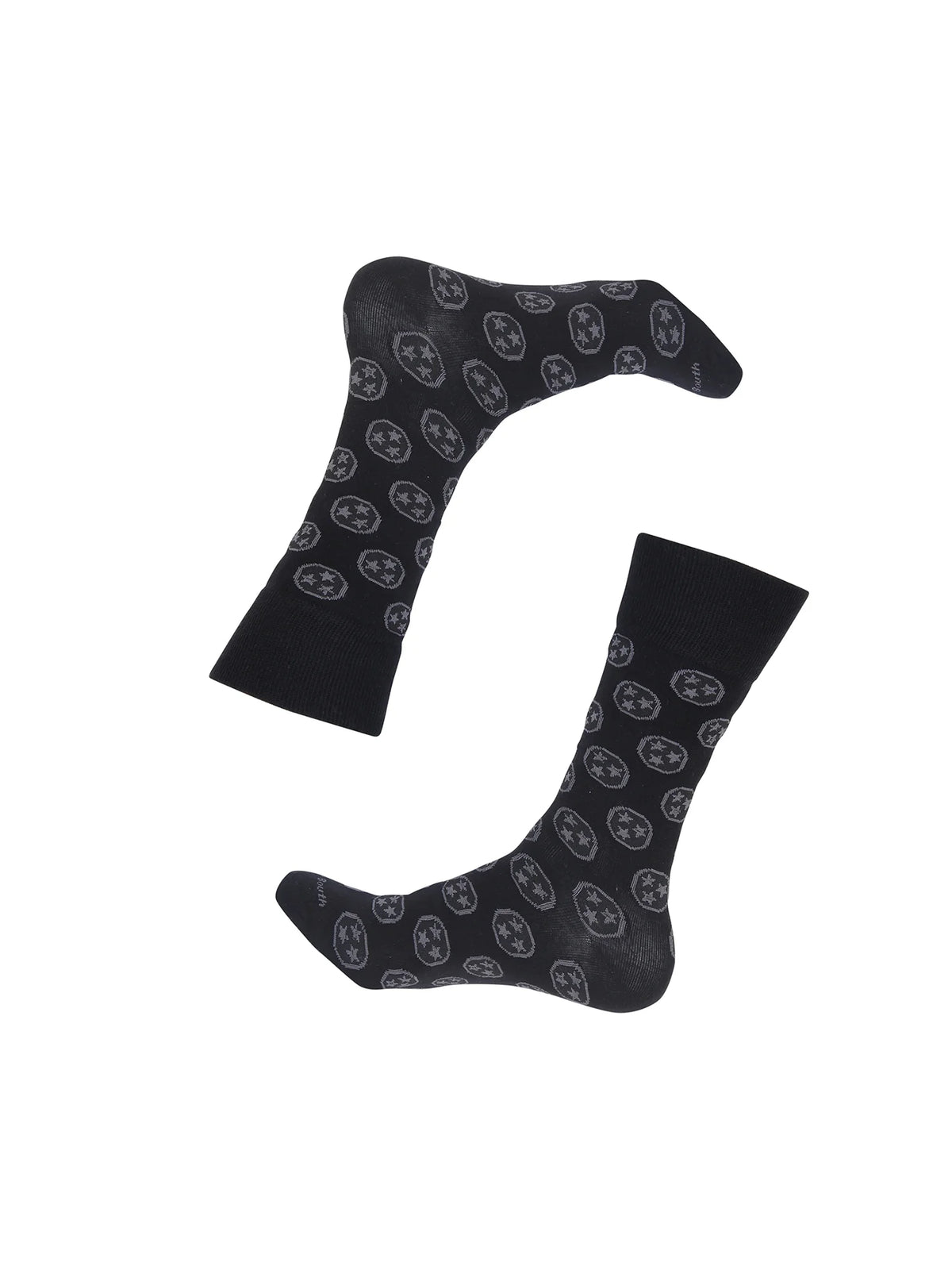 Barrel Down South Tennessee Tri-Star Black & Grey Crew Socks