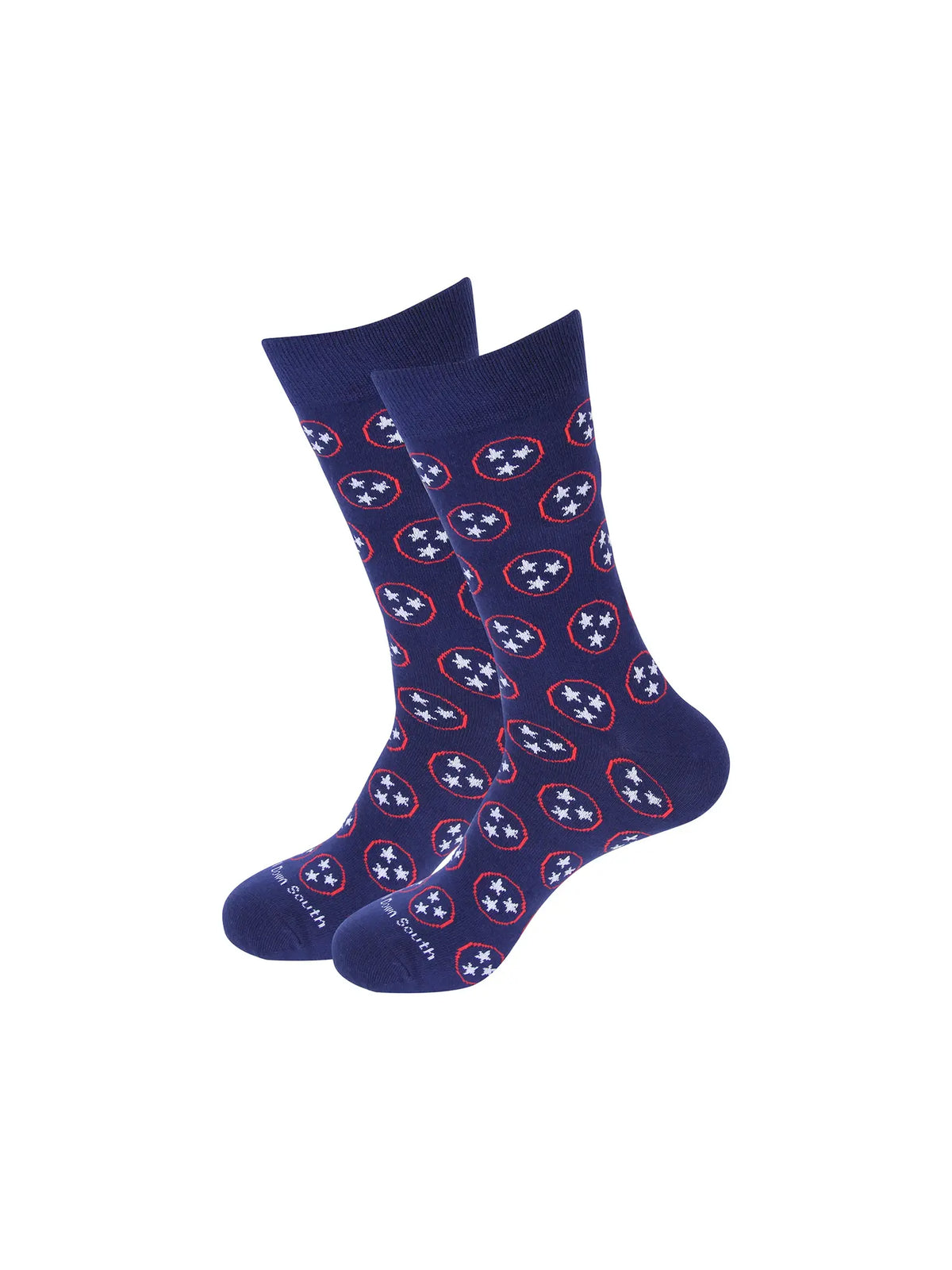 Barrel Down South Tennessee Tri-Star Crew Socks Navy Red & White