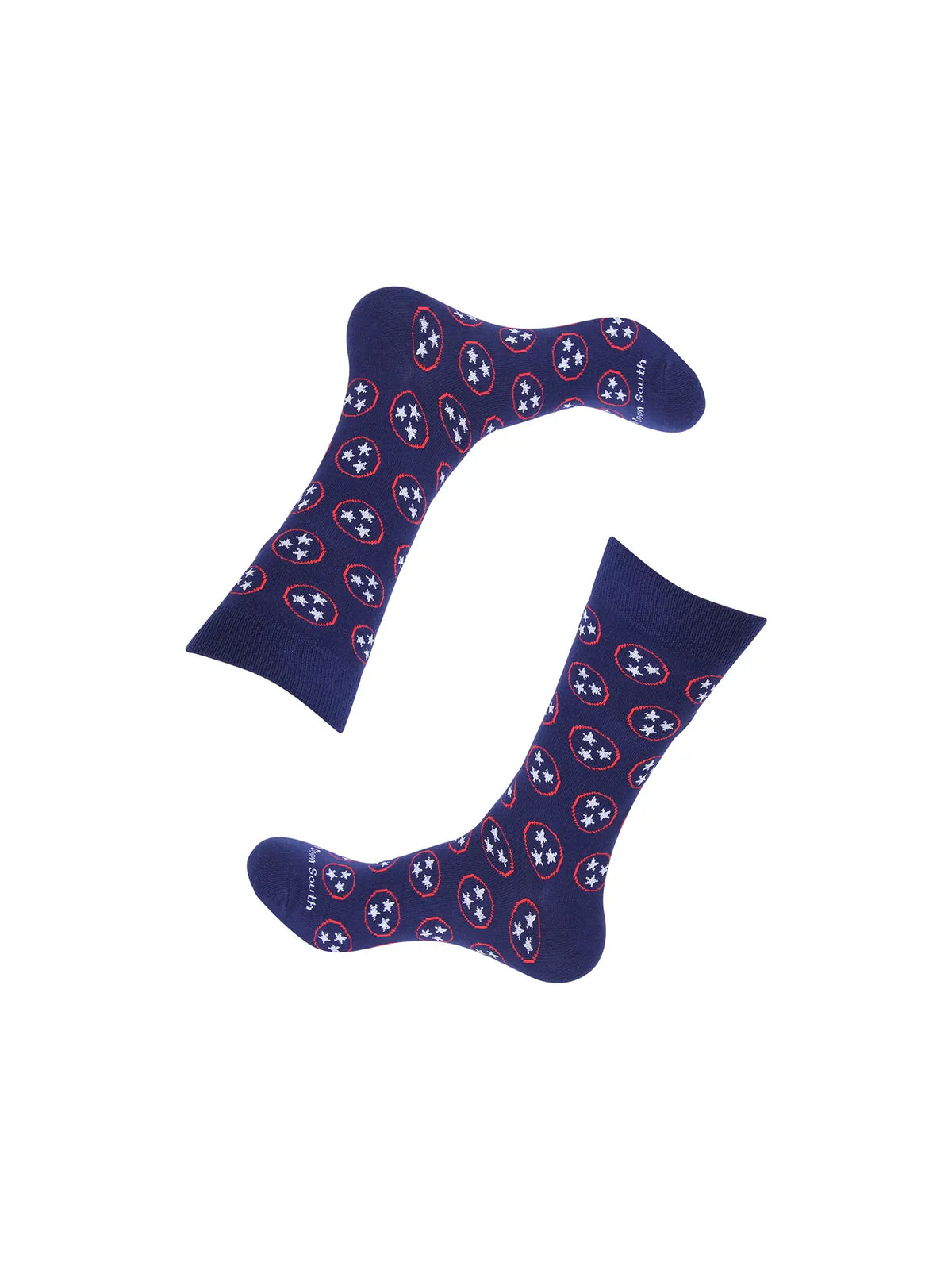 Barrel Down South Tennessee Tri-Star Crew Socks Navy Red & White
