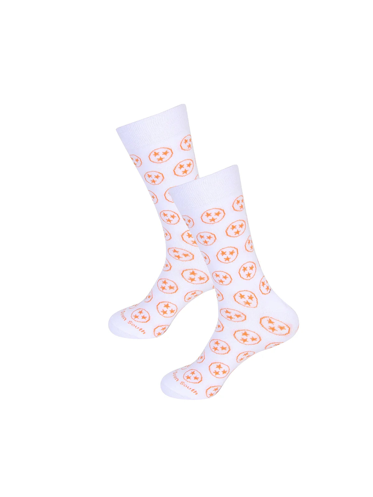 Barrel Down South Tennessee Tri-Star White & Orange Crew Socks