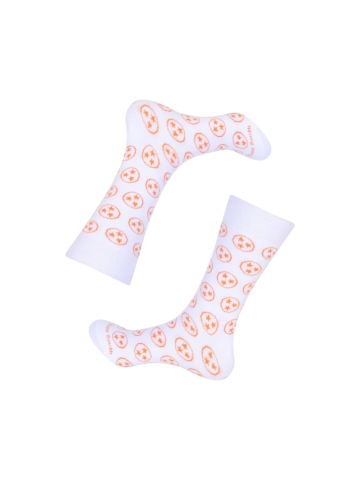 Barrel Down South Tennessee Tri-Star White & Orange Crew Socks