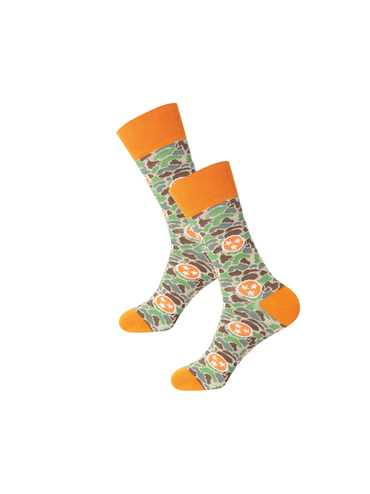 Barrel Down South Orange Tennessee Tri-Star Mossrock Camo Socks