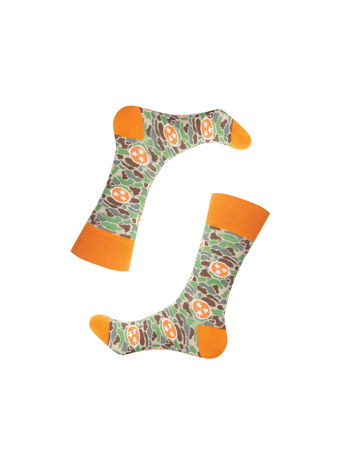 Barrel Down South Orange Tennessee Tri-Star Mossrock Camo Socks