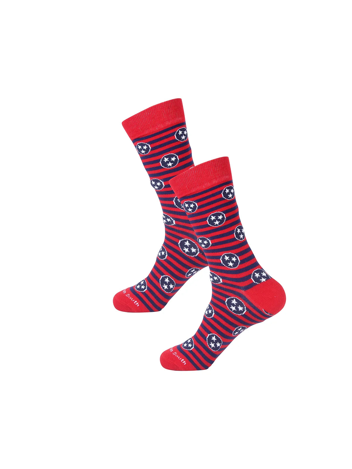 Barrel Down South Tennessee Tri-Star Red & Blue Stripe Crew Socks