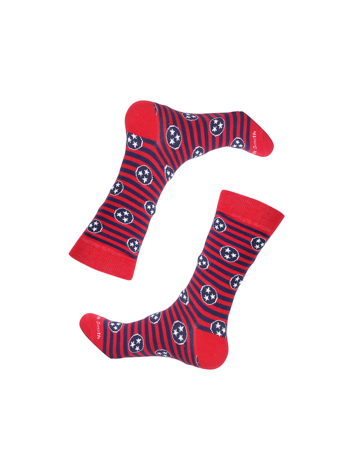 Barrel Down South Tennessee Tri-Star Red & Blue Stripe Crew Socks