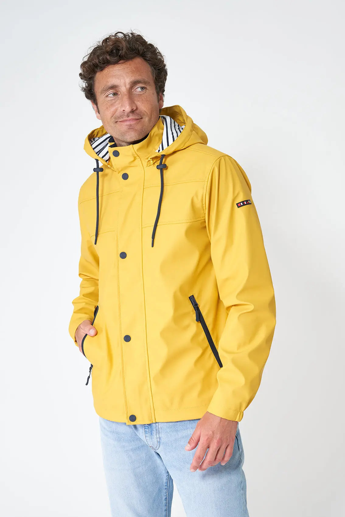 Batela Men's Raincoat with Striped Lining AM Yellow