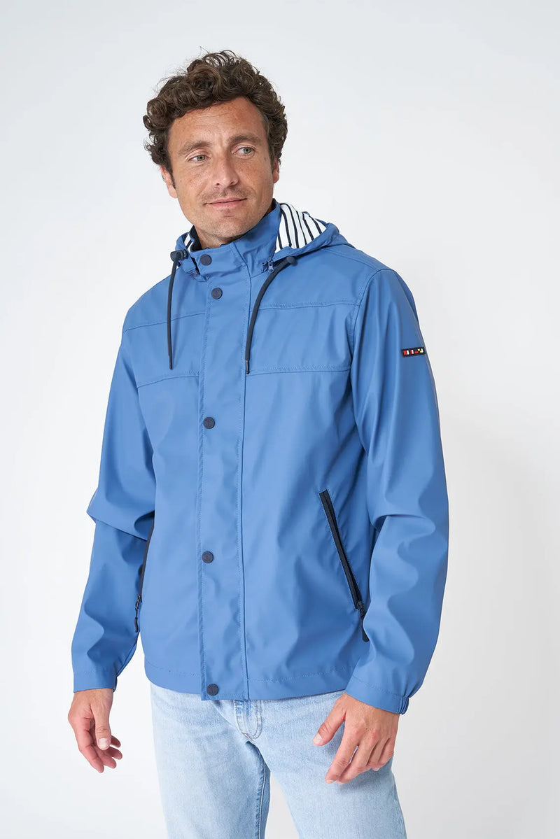 Batela Men's Raincoat with Striped Lining BH Blue