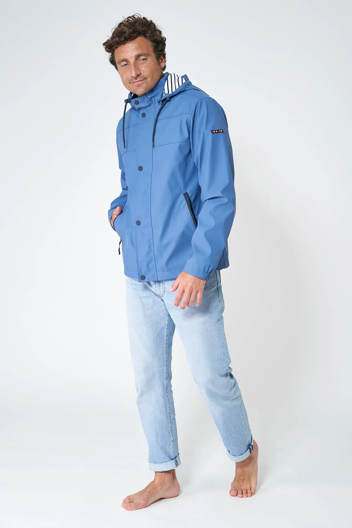 Batela Men's Raincoat with Striped Lining BH Blue