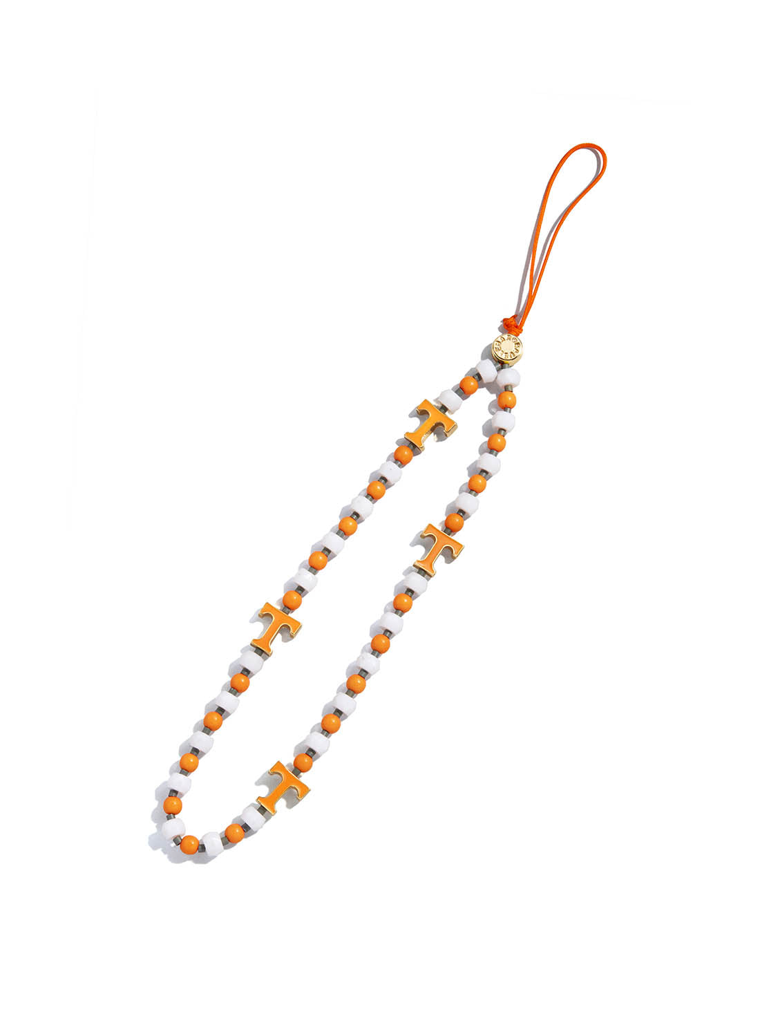 Bauble Bar University of Tennessee Orange & White Beaded Phone Charm Power T Logo TN Vols Gameday
