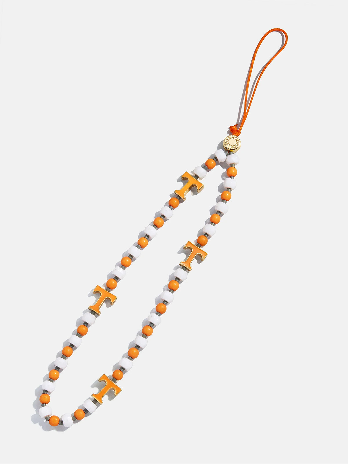 Bauble Bar University of Tennessee Orange & White Beaded Phone Charm Power T Logo TN Vols Gameday
