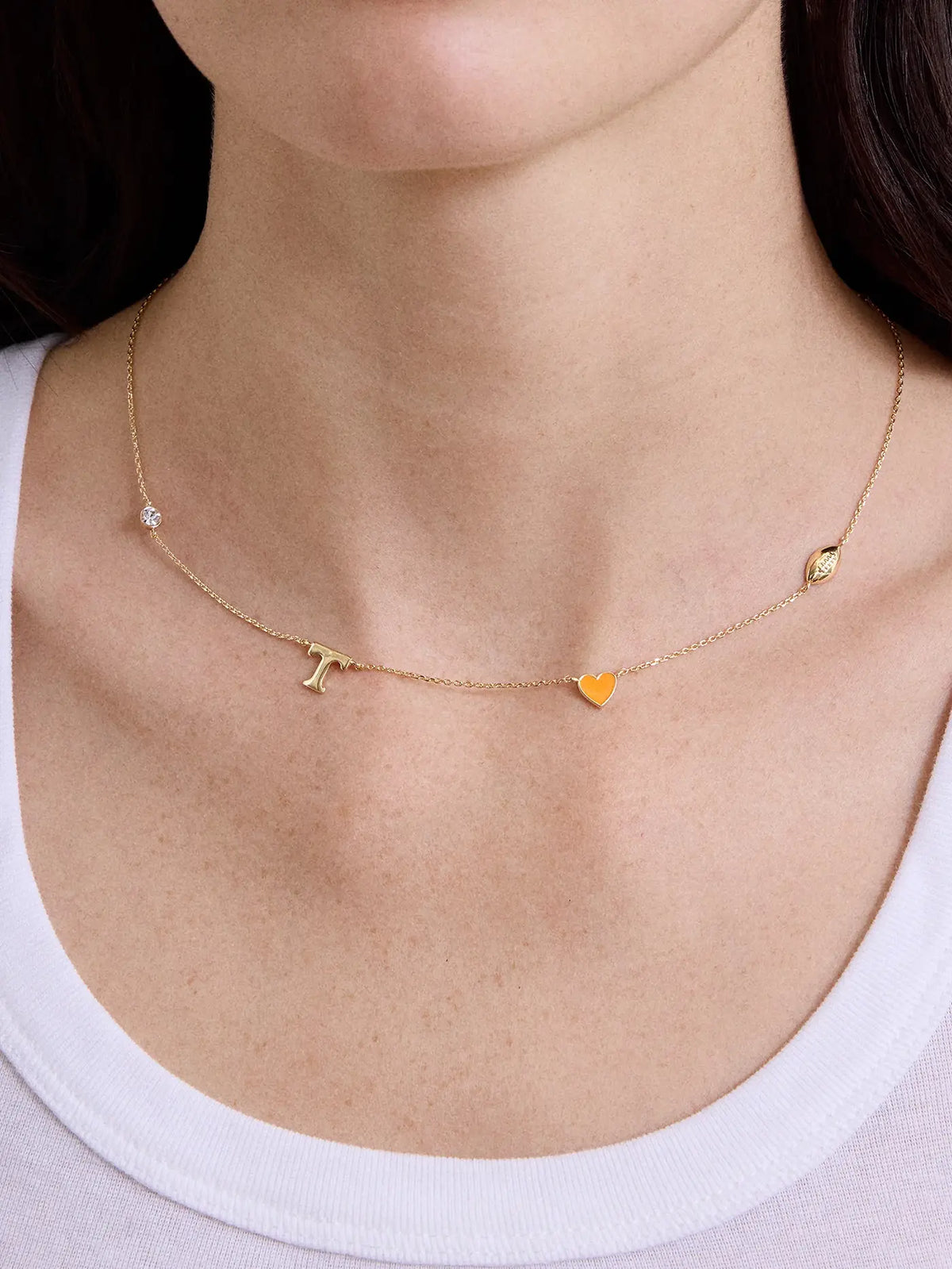Bauble Bar University of Tennessee Gold Spaced Charm Necklace TN Vols Gameday