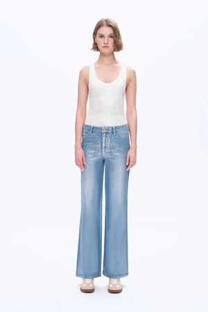 High Rise Bronzed Wide Leg Jeans