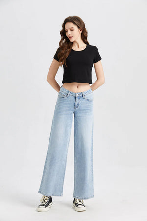 Mid Rise Wide Leg Jeans
