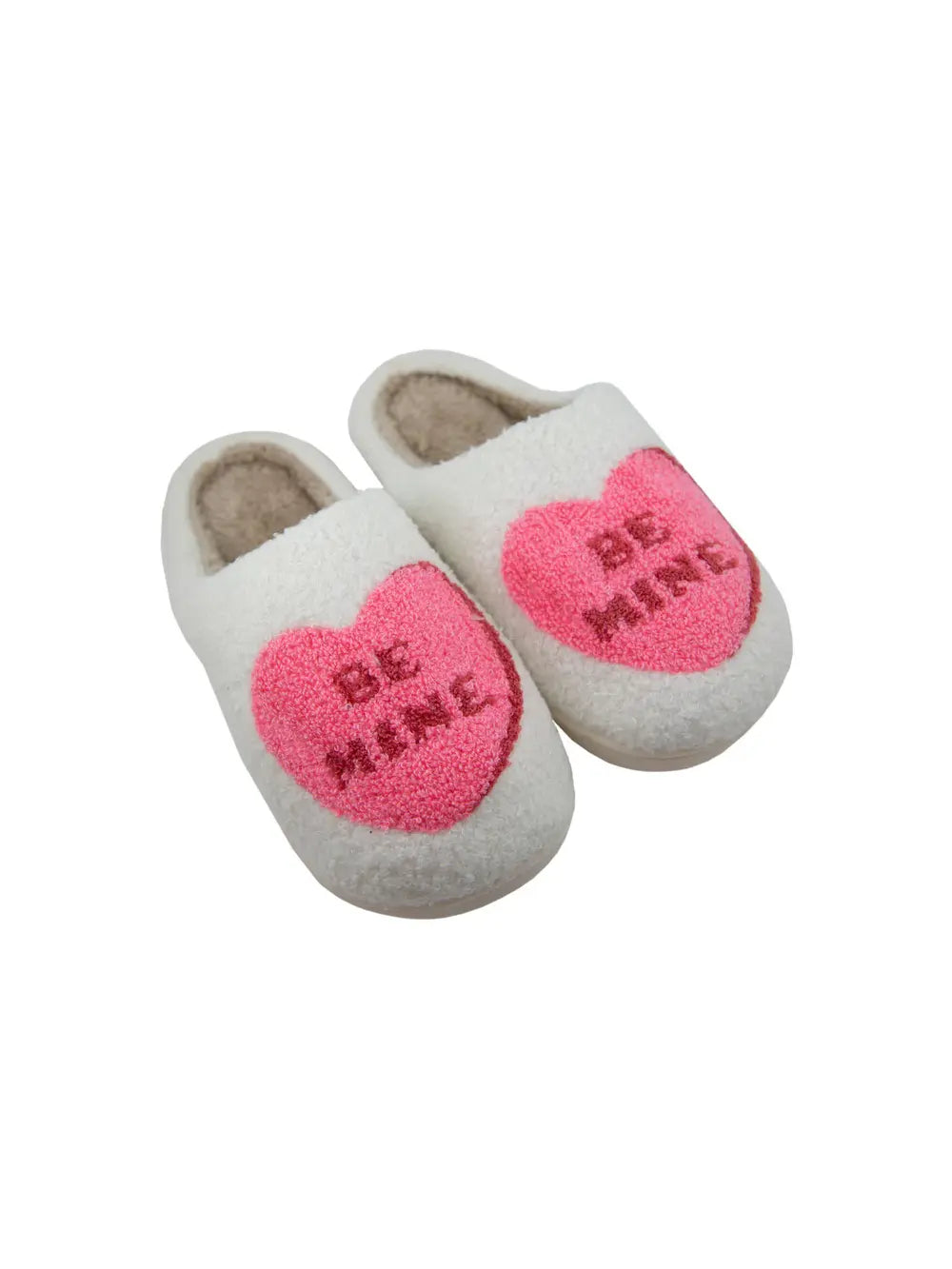 Be Mine Fuzzy Candy Heart Slippers Valentine's Day