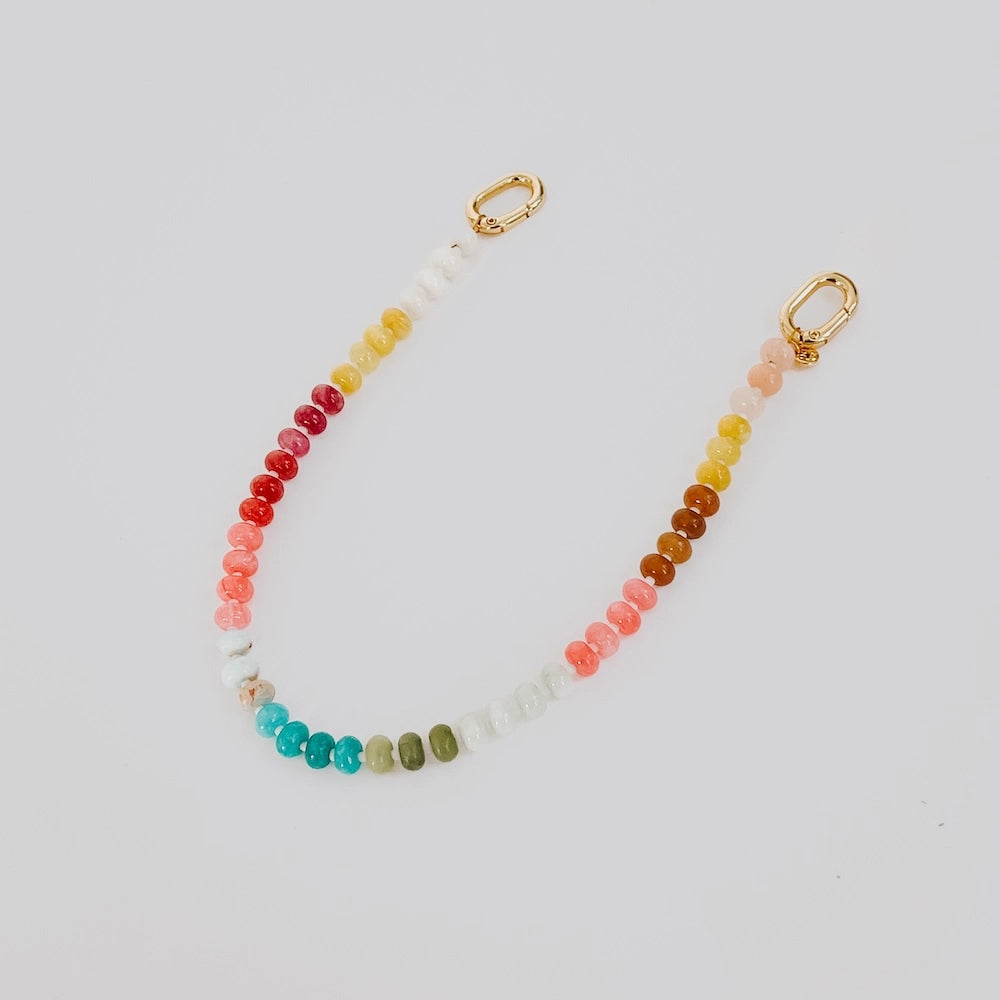 Thick Glass Stone Beaded Multicolor Bag Strap Neutral Yellow Red Blue Pink Green