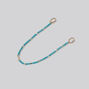 thin natural stone beaded gold and blue bag charm