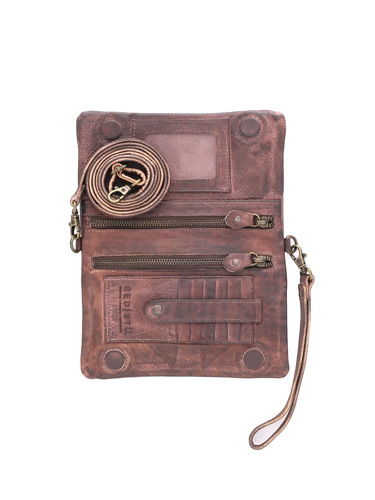 BEDSTU cadence convertible crossbody clutch wallet in teak rustic leather