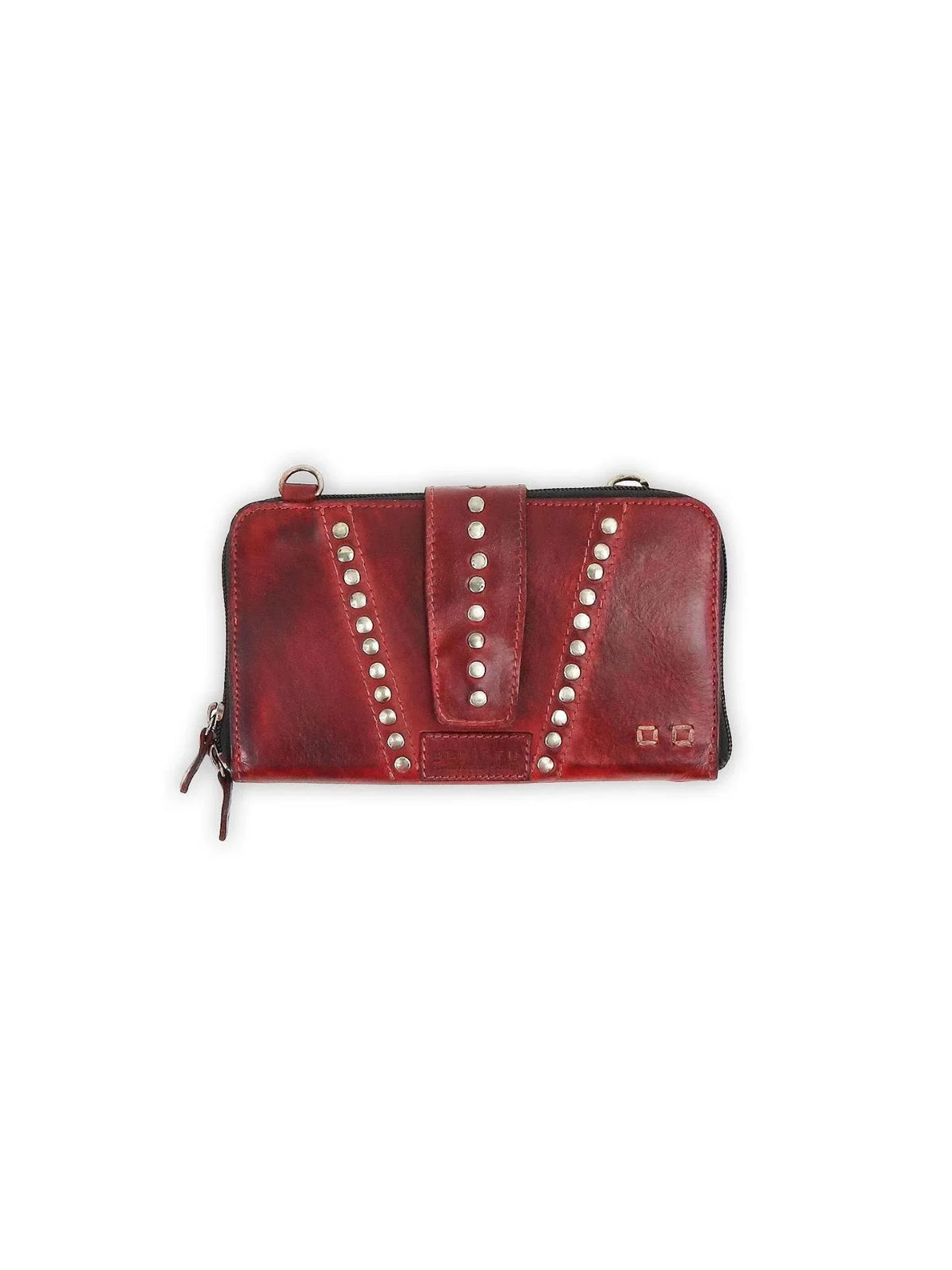 BEDSTU Flee Studded Wallet Red Leather
