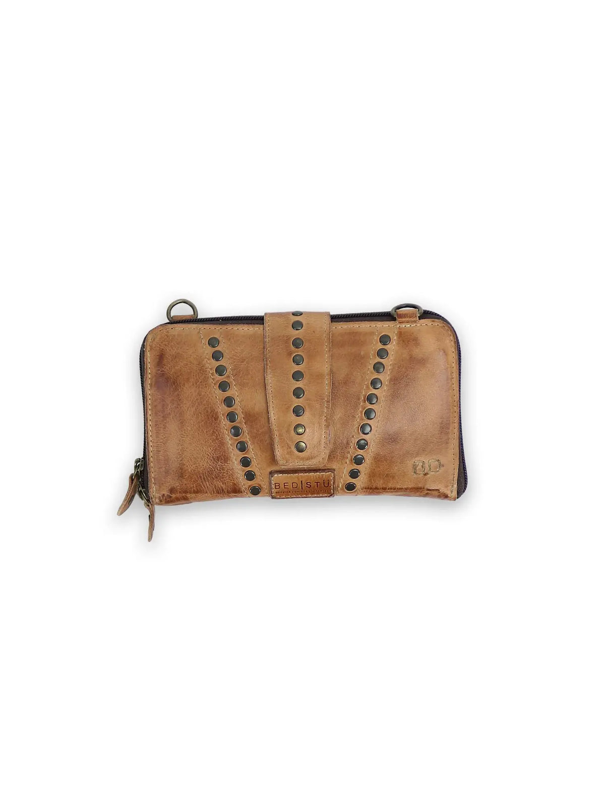 BEDSTU Flee Studded Wallet Tan Rustic Leather