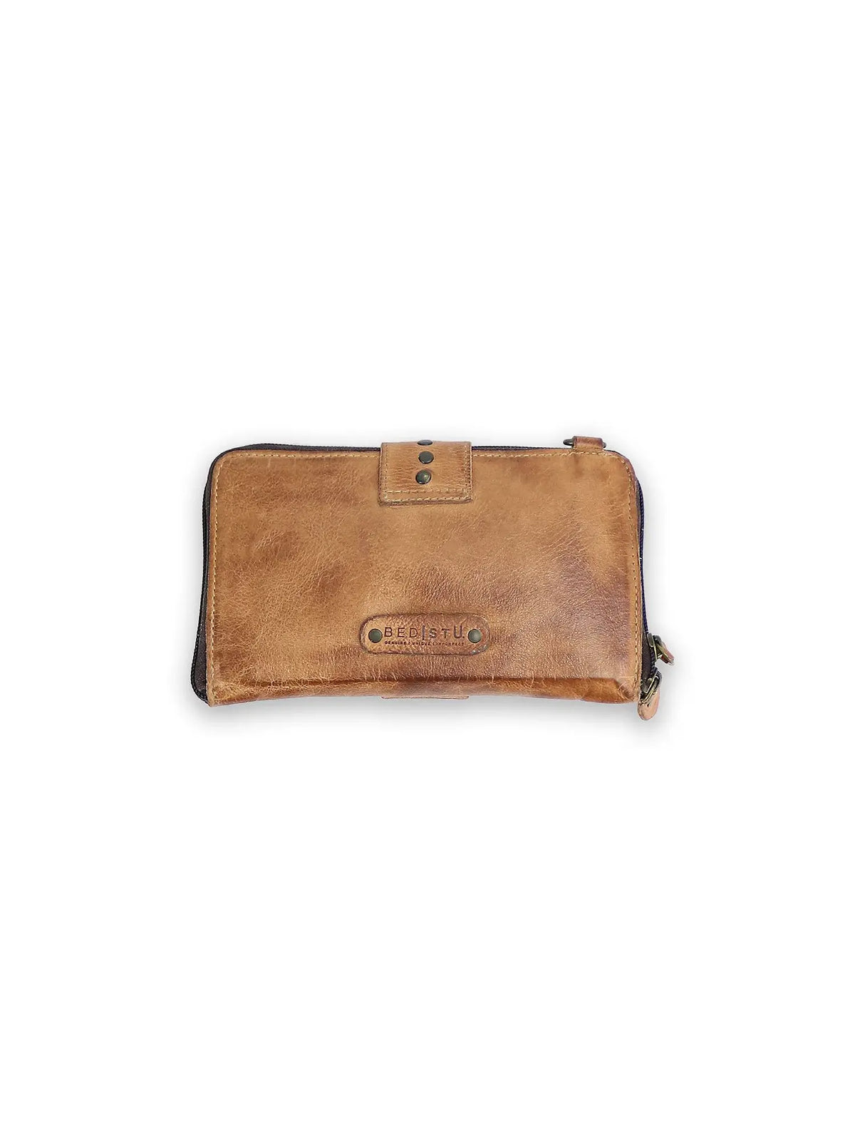 BEDSTU Flee Studded Wallet Tan Rustic Leather